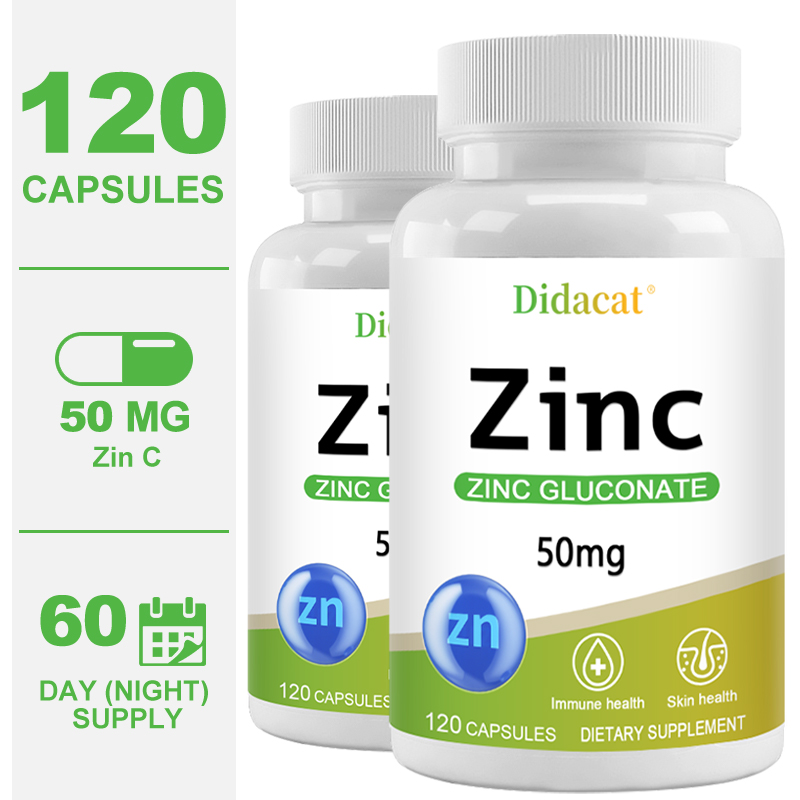 Zinc Supplement 50Mg - สังกะสี 50 มก. - พร้อมสังกะสีกลูโคเนต อาหารเสริมสังกะสีที่ดูดซับอย่างดีสําหรับสารต้านอนุมูลอิสระและภูมิคุ้มกันและสุขภาพผิว